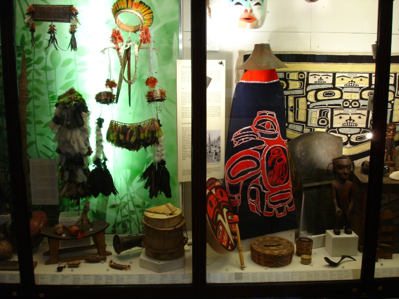 Another exhibition case displaying special clothes and accessories.