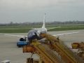 Now the plane is being refuelled. Everyone's aboard ready for the plane to take off.